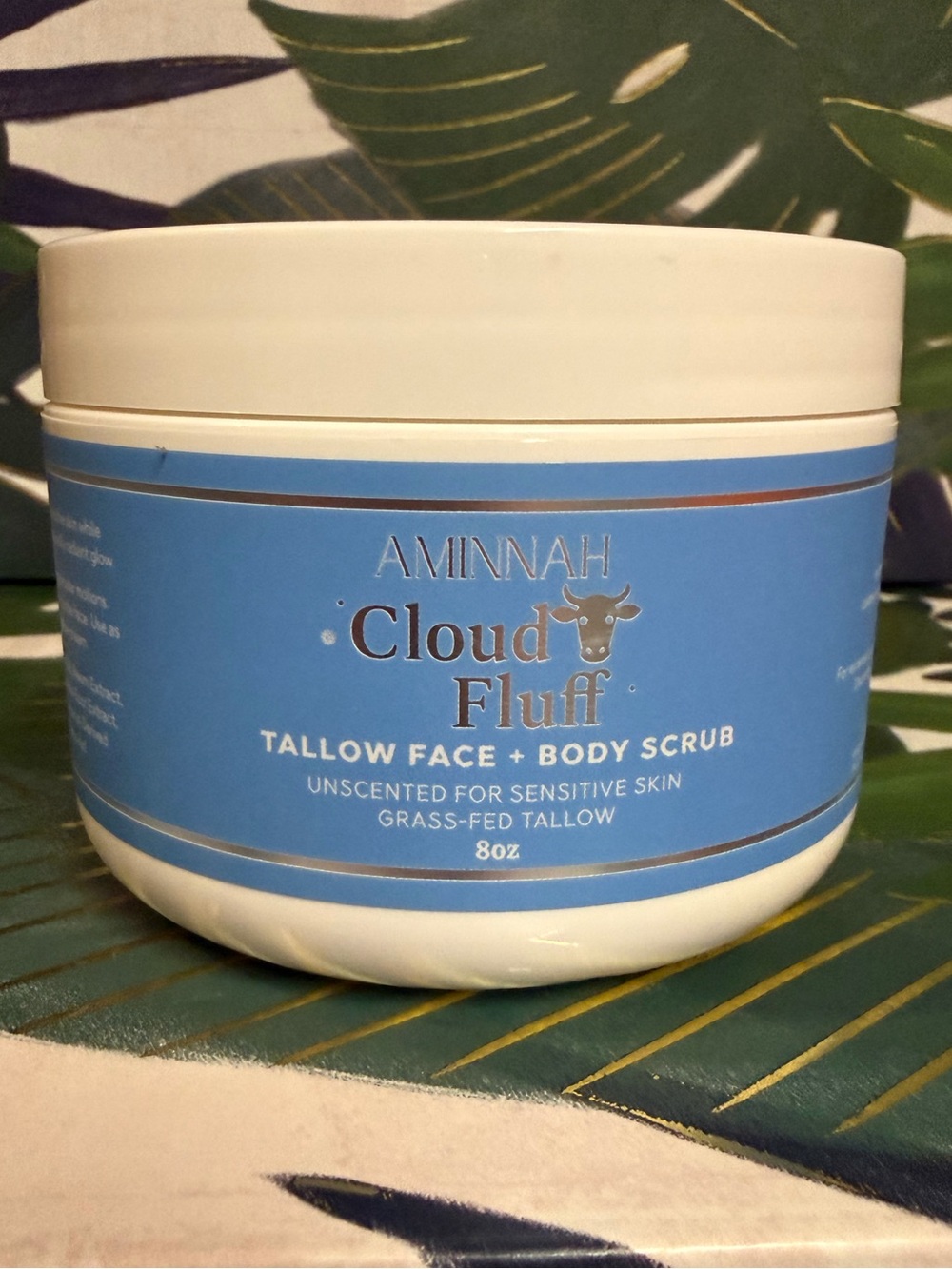 Aminnah Cloud Fluff Tallow Face & Body Scrub 8 oz Unscented Sensitive Skin